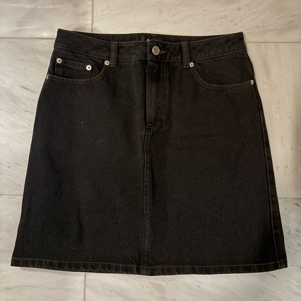 A.P.C. Black Denim Mid-Rise Skirt